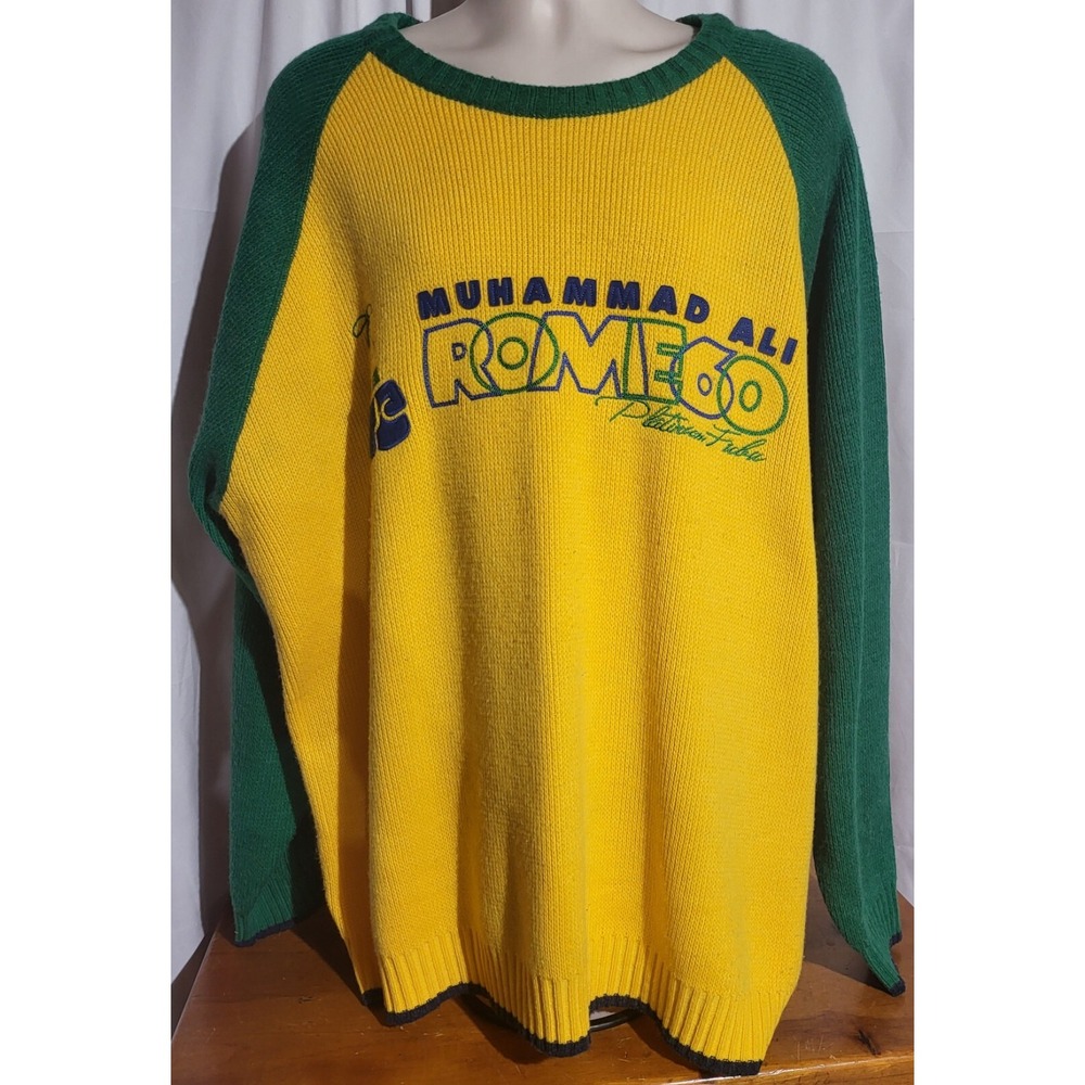 Mens Vintage Platinum Fubu Muhammad Ali Rome 60 Sweater Size 2XL Wool Acrylic